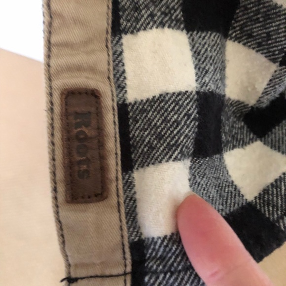ROOTS CANADA ATHLETICA size M plaid flannel shirt shacket with elbow patches - Picture 3 of 8